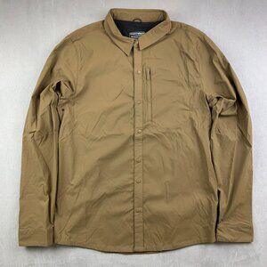 686 Mens Large Beige Everywhere Snap Up Shirt Button Up Nylon Stretch Outdoor